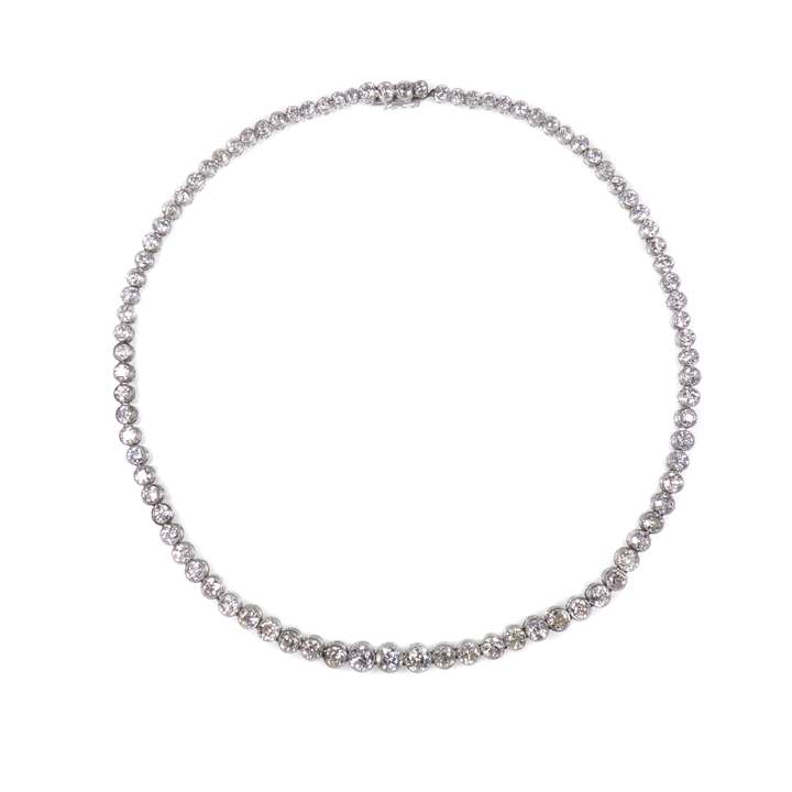 Art Deco graduated round brilliant cut diamond collet necklace